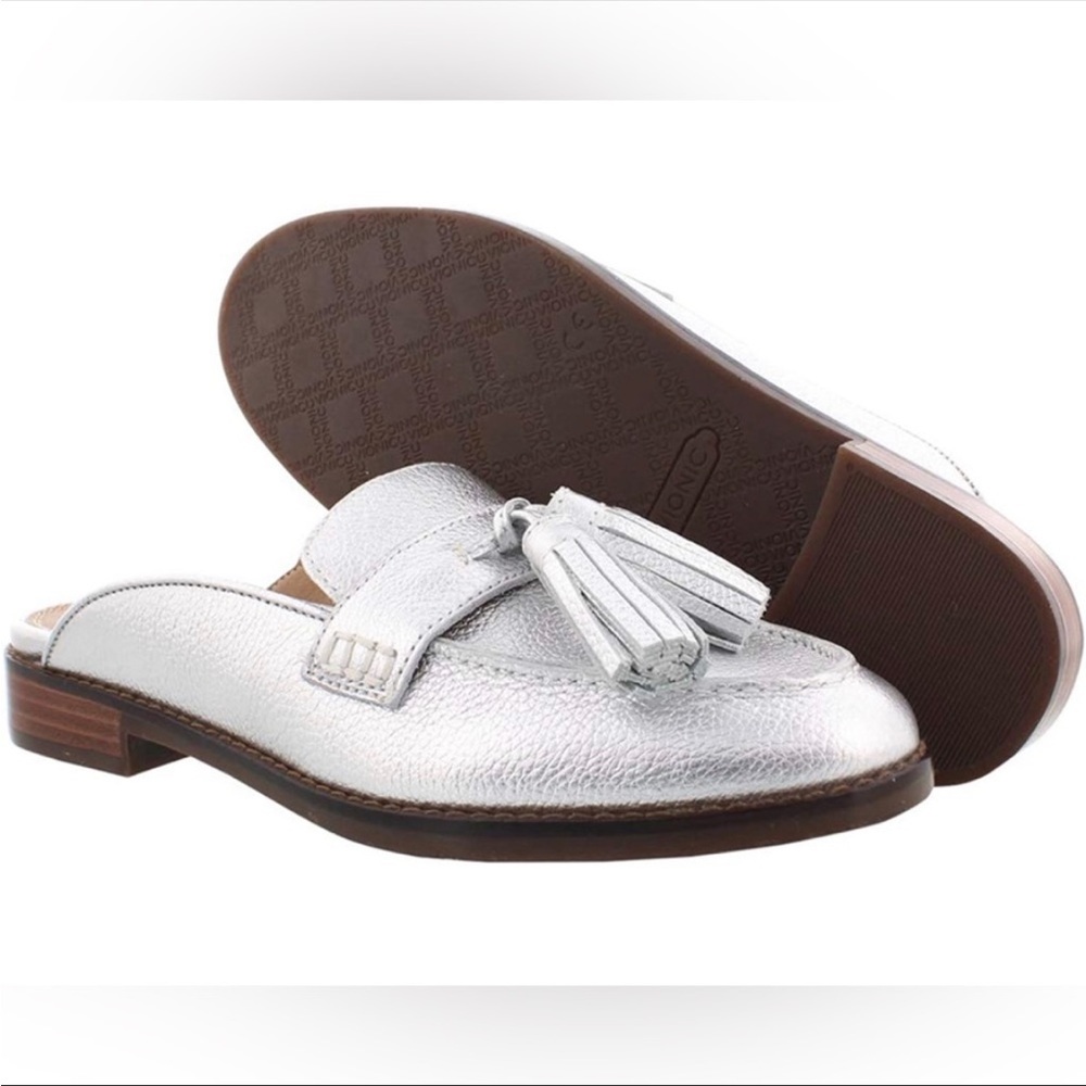 Vionic Reagan Silver Tassel Mule Loafer Women’s Size 5